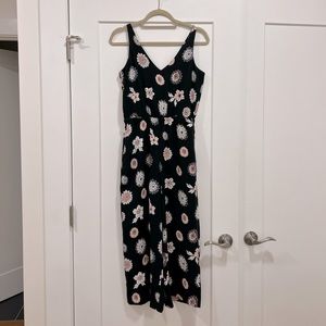 LOFT Navy Floral Print Jumpsuit